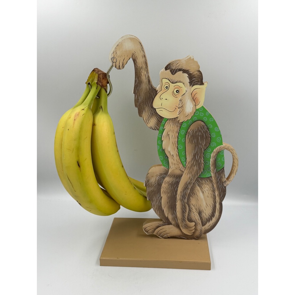 Vintage Monkey Banana Holder Wood Look Retro Kitchen Hanger Taiwan ROC 70s/80s